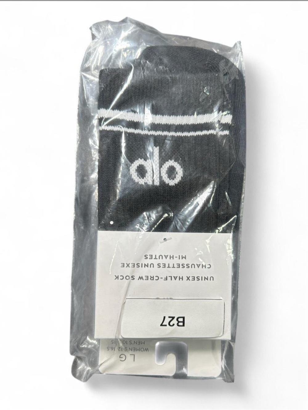 Alo Unisex Black Half Crew Sock - Brand New